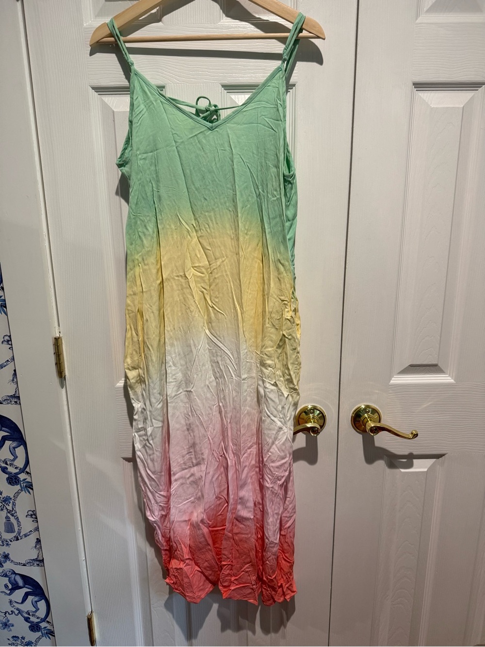 Hem & Thread Mint to Coral Ombre Maxi dress or coverup with pockets! NWT